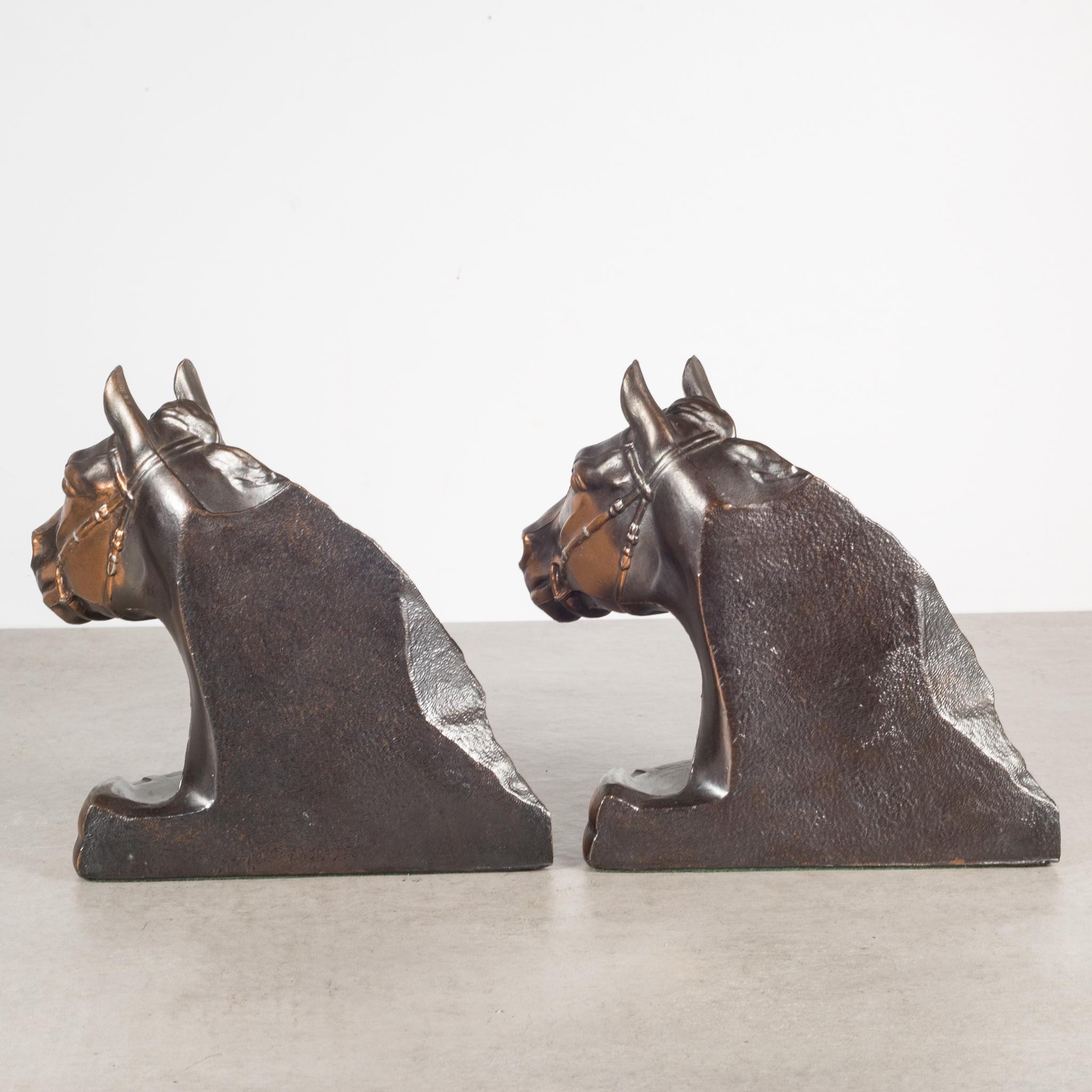 Book ends Vintage style Horse Head Heavy Bookends Bronze Black Distressed 