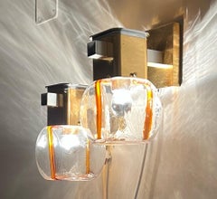 Glamour d'epoca: lampade da parete anni '60 in metallo cromato e dorato, vetro di Murano