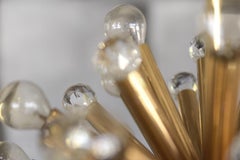 Vintage Glamour Gilt Brass Pendant Gold Lamp Swarovski Crystal by Palme, 1960s