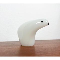 Vintage Glas Icebear Figurine, Black Glass, 1970s, Good Condition