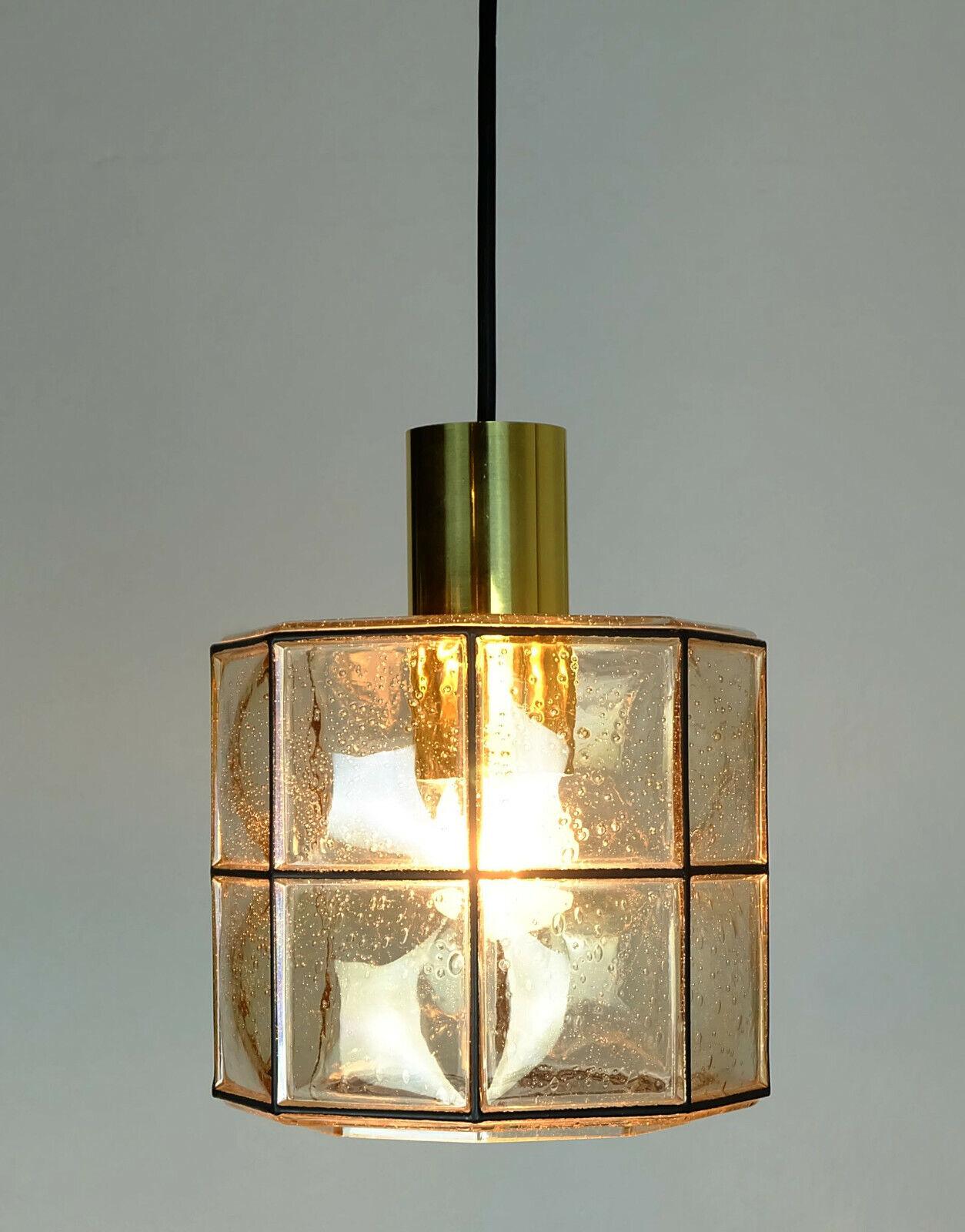 Vintage Glashuette Limburg Hanging Lamp 1960s Octagonal Glass Shade In Good Condition In Mannheim, DE