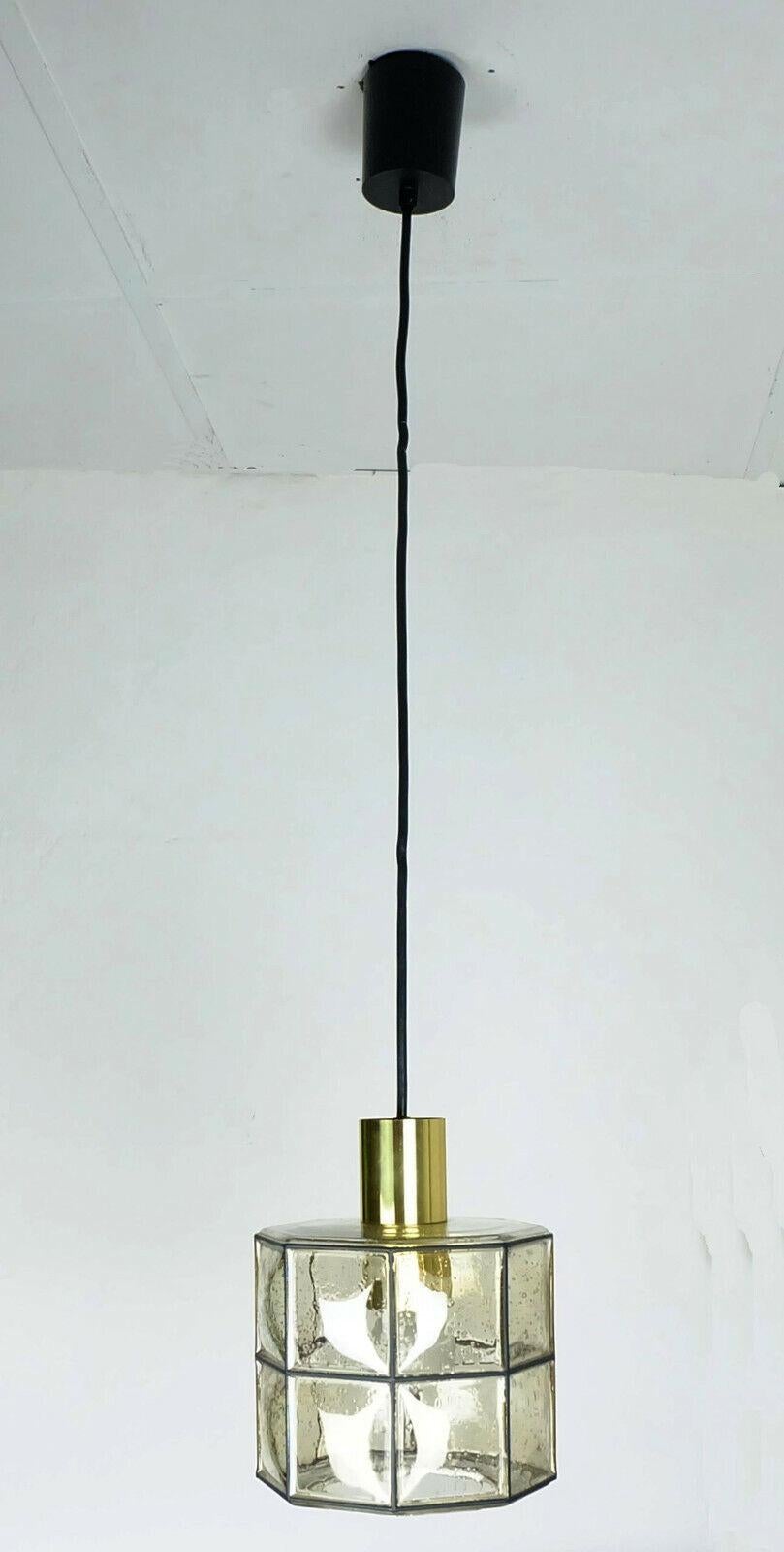 Mid-20th Century Vintage Glashuette Limburg Hanging Lamp 1960s Octagonal Glass Shade