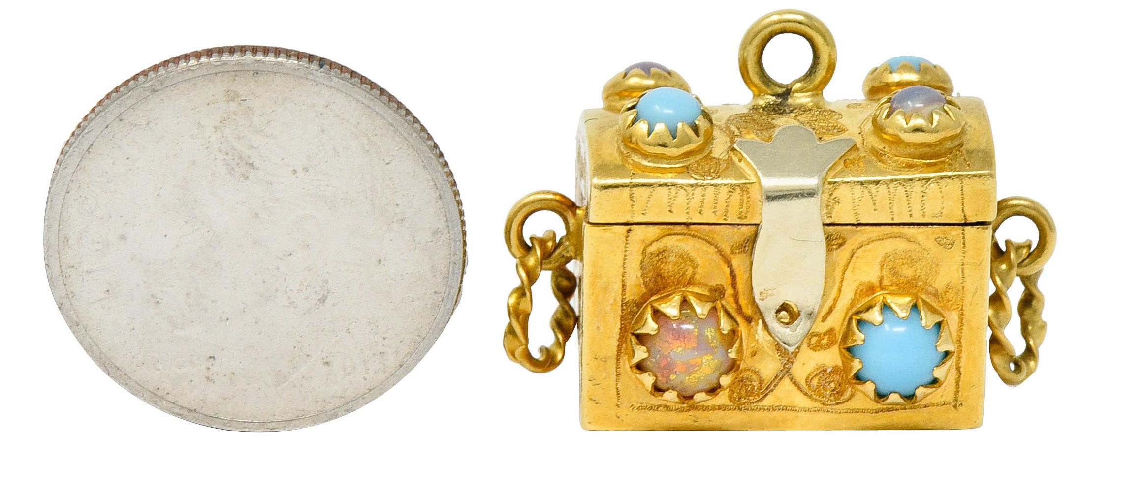 Vintage Glass 18 Karat Two-Tone Gold Treasure Chest Charm 6
