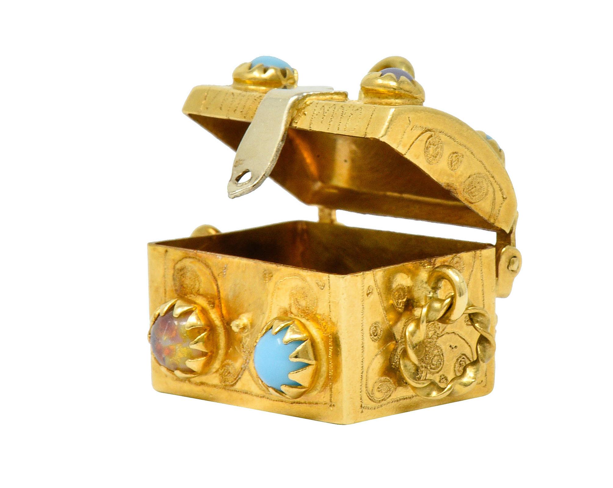 Vintage Glass 18 Karat Two-Tone Gold Treasure Chest Charm 3