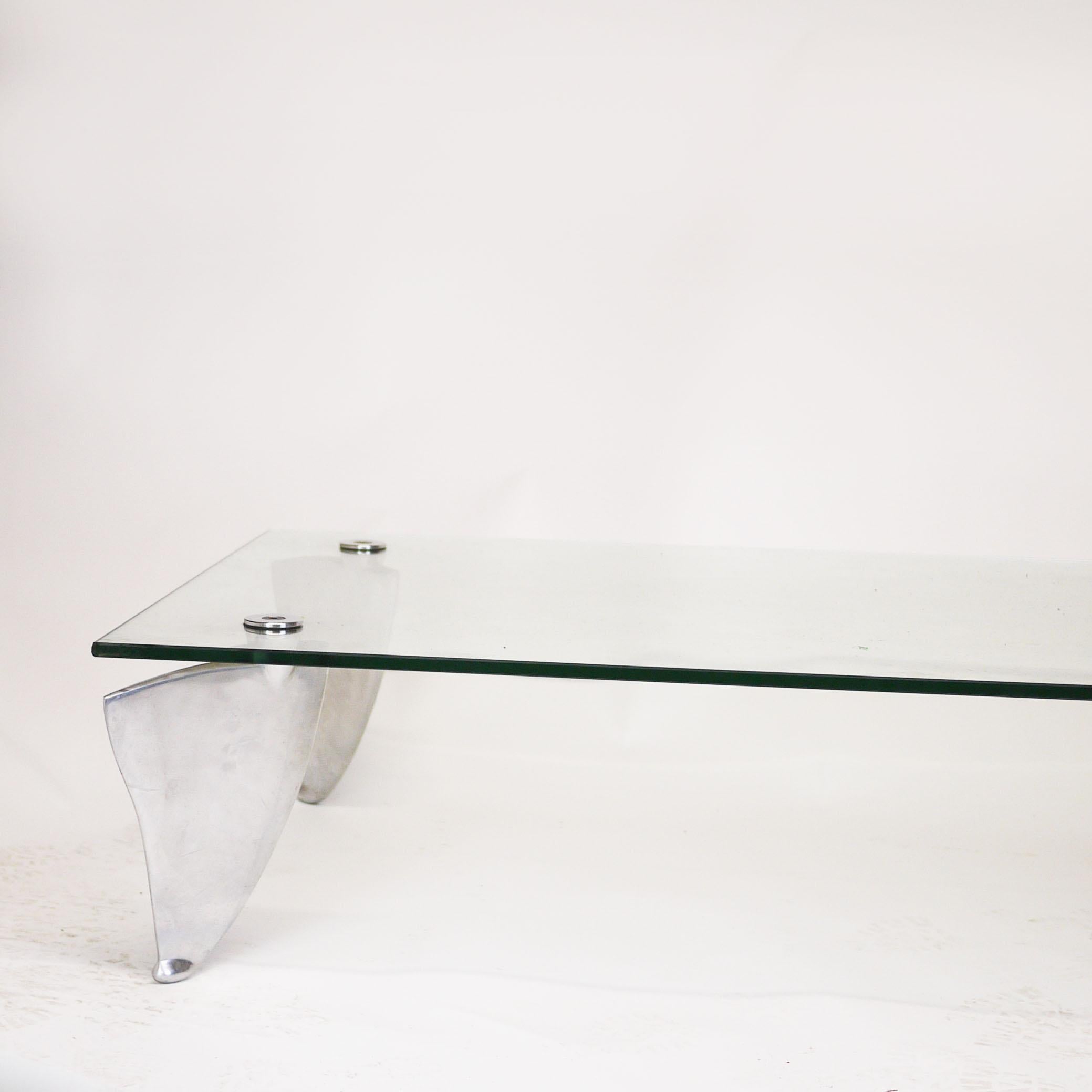 Vintage Glass and Aluminum 'Fipper' Coffee Table by Matthew Hilton for SCP, 1980 For Sale 7
