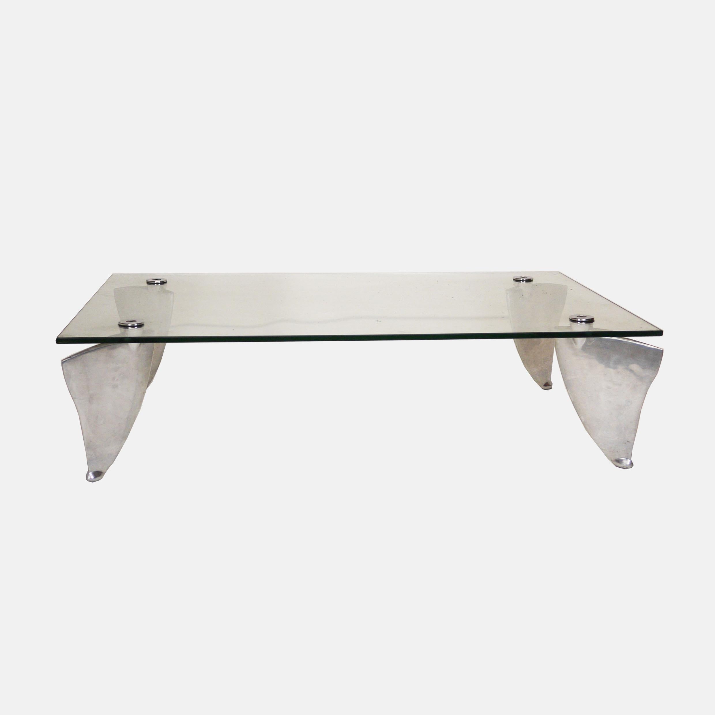 A vintage rectangular coffee table in glass and aluminium.

Designer - Matthew Hilton

Manufacturer - SCP

Design Period - 1980 to 1989

Detailed Condition - Good with minimal defects.

Restoration and Damage Details - Light wear consistent with age