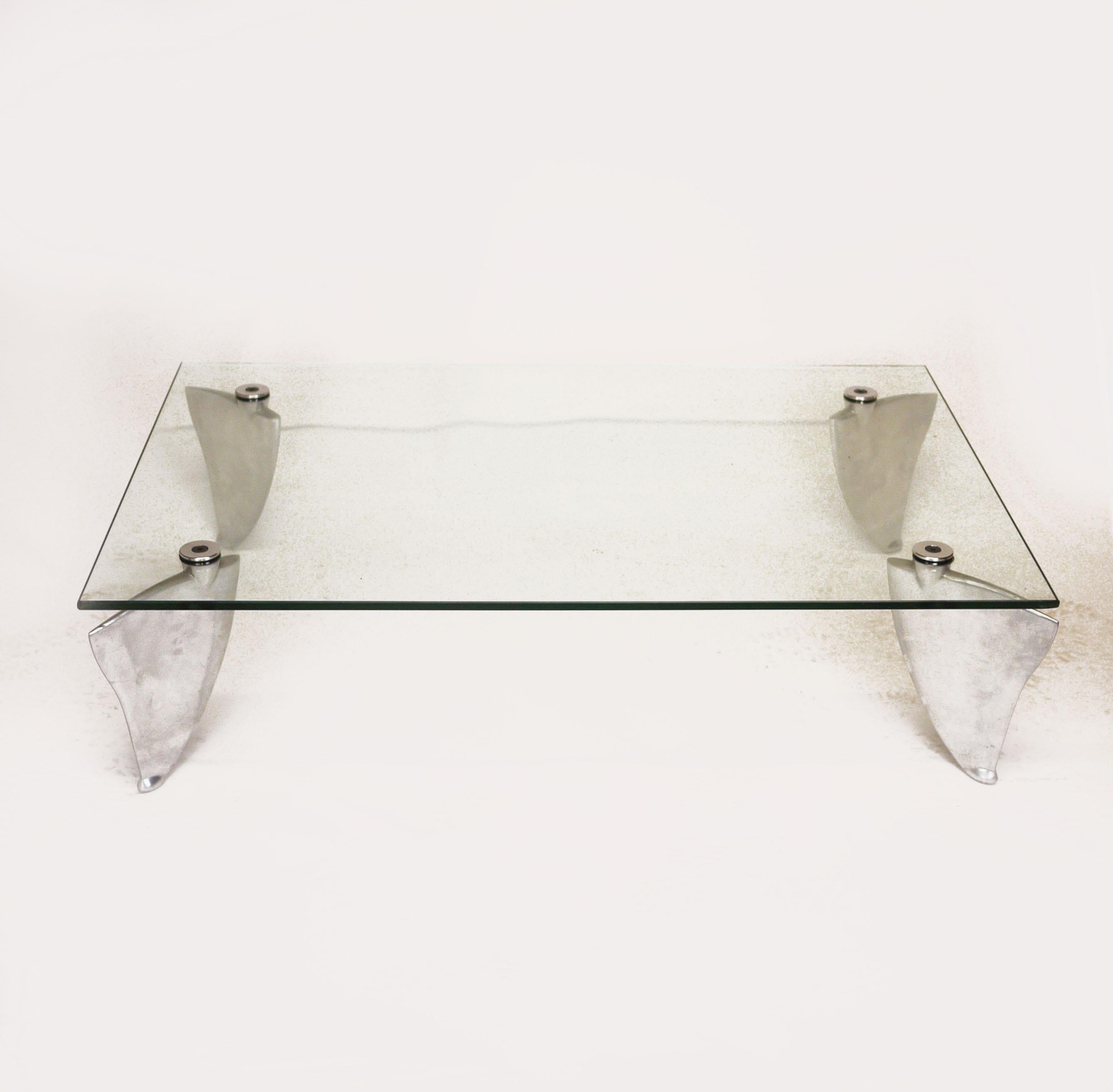 Vintage Glass and Aluminum 'Fipper' Coffee Table by Matthew Hilton for SCP, 1980 For Sale 2