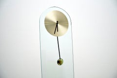 Vintage Glass and Brass Clock by Leon Rosen for Pace Collection