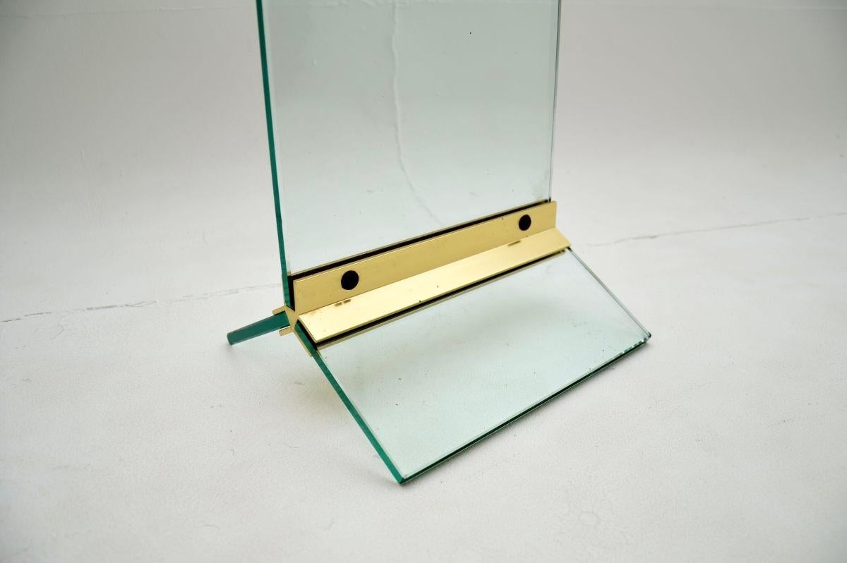 American Vintage Glass and Brass Clock by Leon Rosen for Pace Collection For Sale