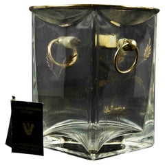 Vintage Glass and Brass Ice Container, Mid-20th Century