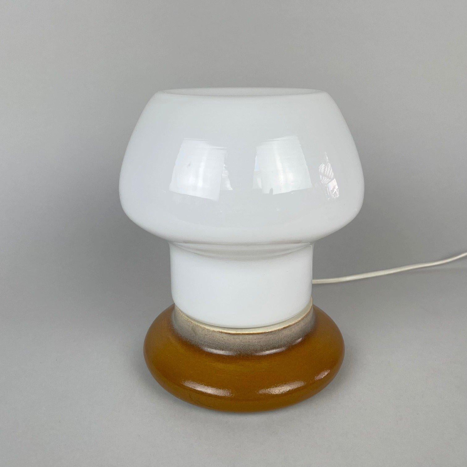 Vintage Glass and Ceramic Table Lamp by Ivan Jakeš, 1960's For Sale 1