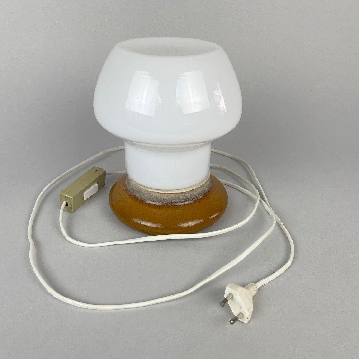 Vintage Glass and Ceramic Table Lamp by Ivan Jakeš, 1960's For Sale 2