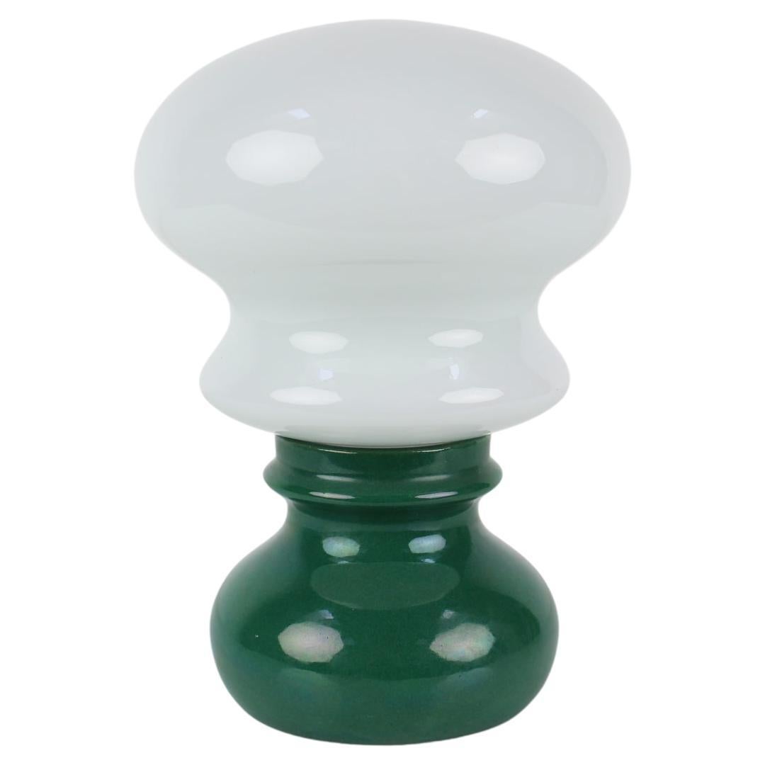 Lampada da tavolo vintage in vetro e ceramica Osvetlovaci Sklo Valasske Mezirici, anni '70