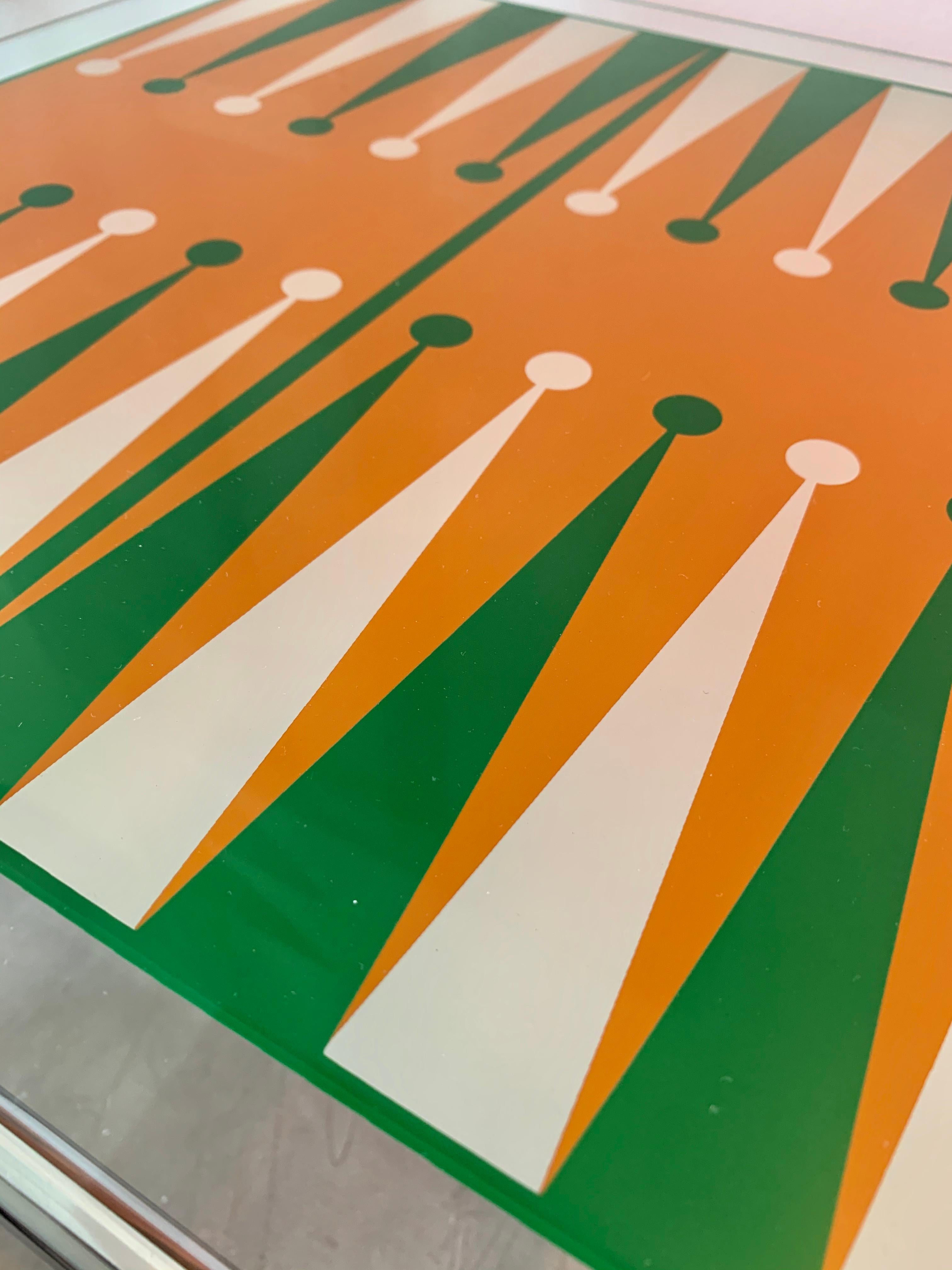 Vintage Glass and Chrome Backgammon Table 6