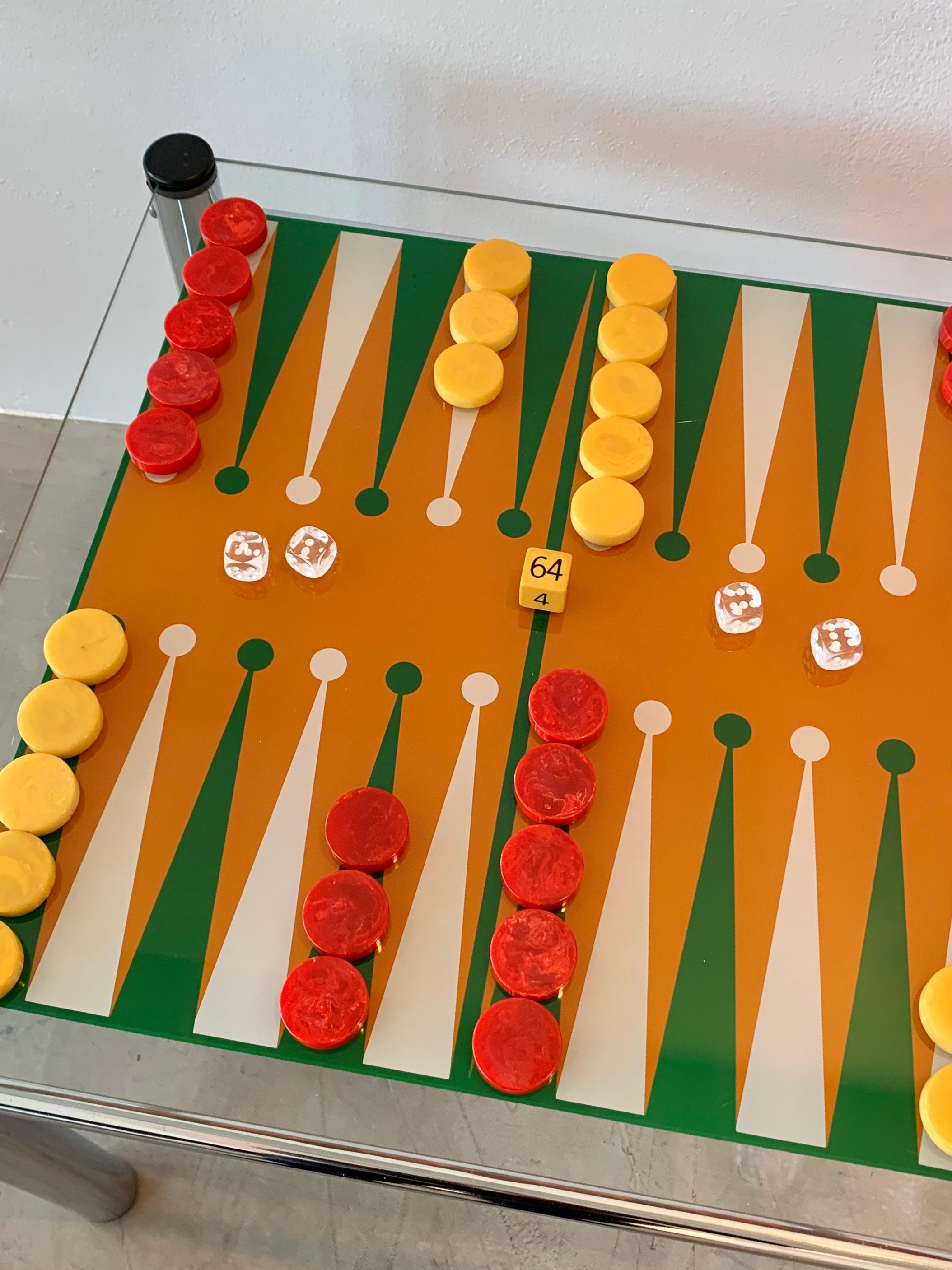 Late 20th Century Vintage Glass and Chrome Backgammon Table