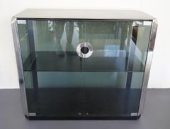 Mobile vintage in vetro e cromo di Willy Rizzo per Mario Sabot. Italia anni '70