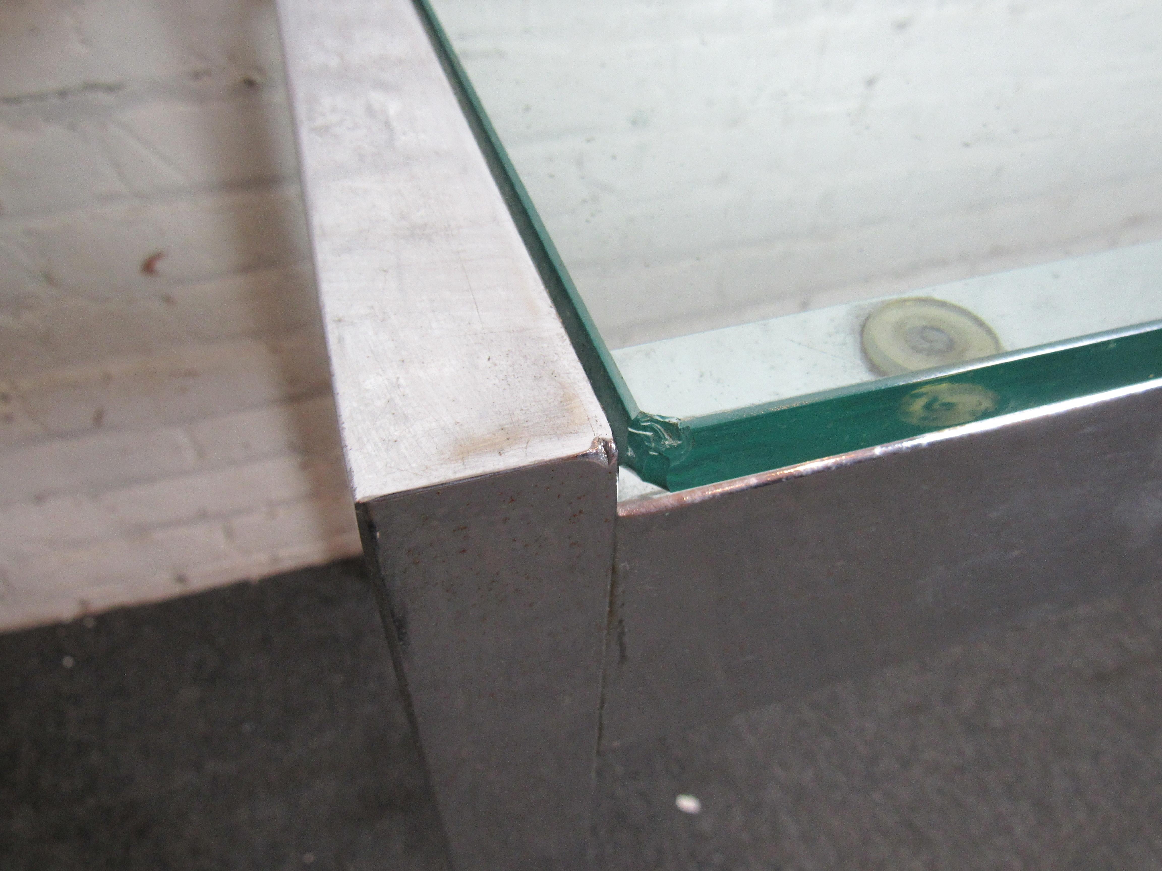 Vintage Glass and Chrome Console Table In Good Condition In Brooklyn, NY