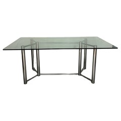 Retro Glass and Chrome Dining Table