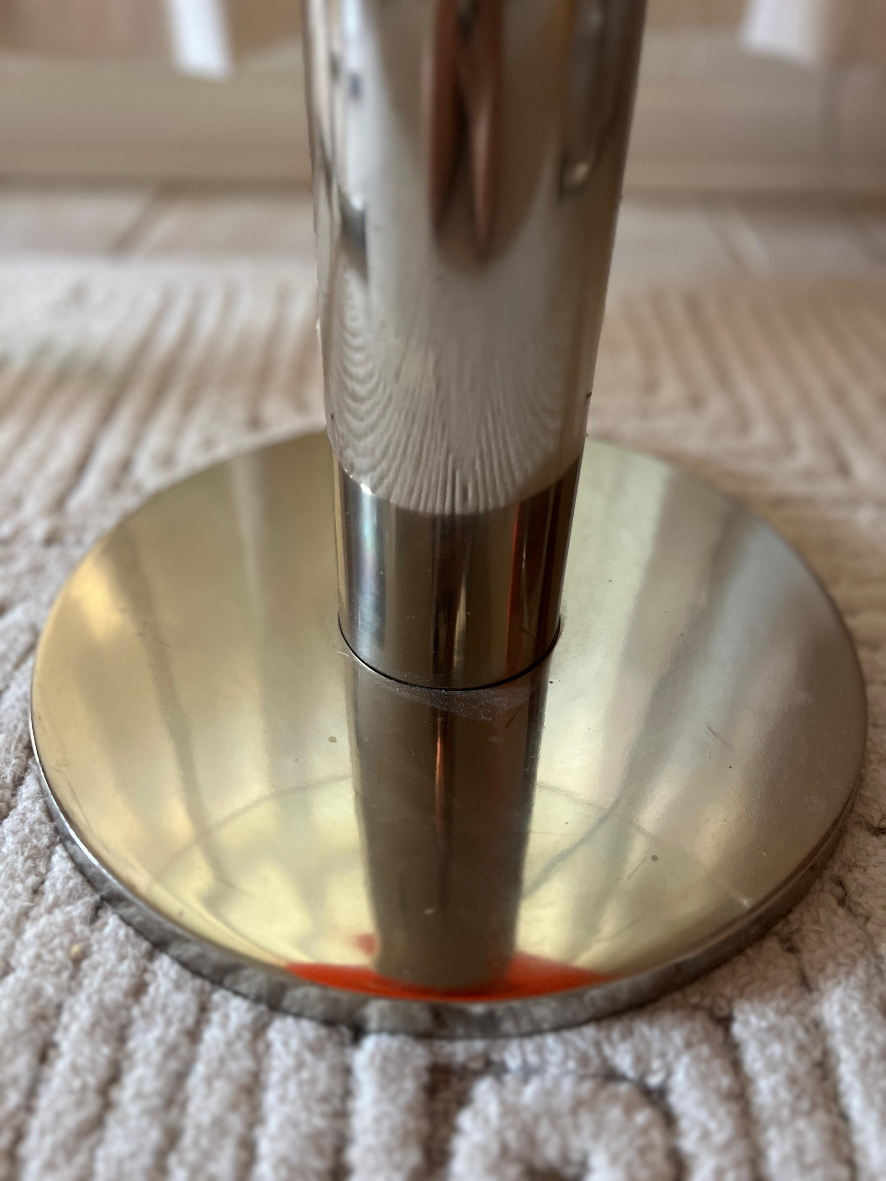 European Vintage glass and chrome side table by Mirodan, made in Belgium circa 1960s