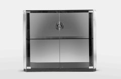 Armoire vintage en verre et métal chromé "Alpha" par Willy Rizzo pour Mario Sabot