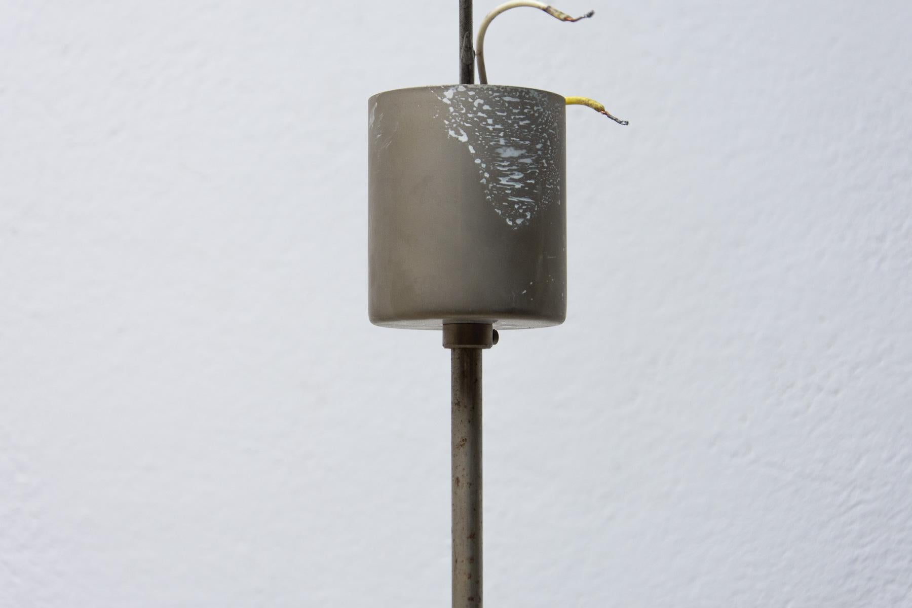 Vintage Glass and Chromed Steel Pendant Lamp by Kamenický Šenov, 1970s For Sale 4