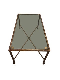 Vintage Glass and Gilt Metal Coffee Table after Maison Jansen
