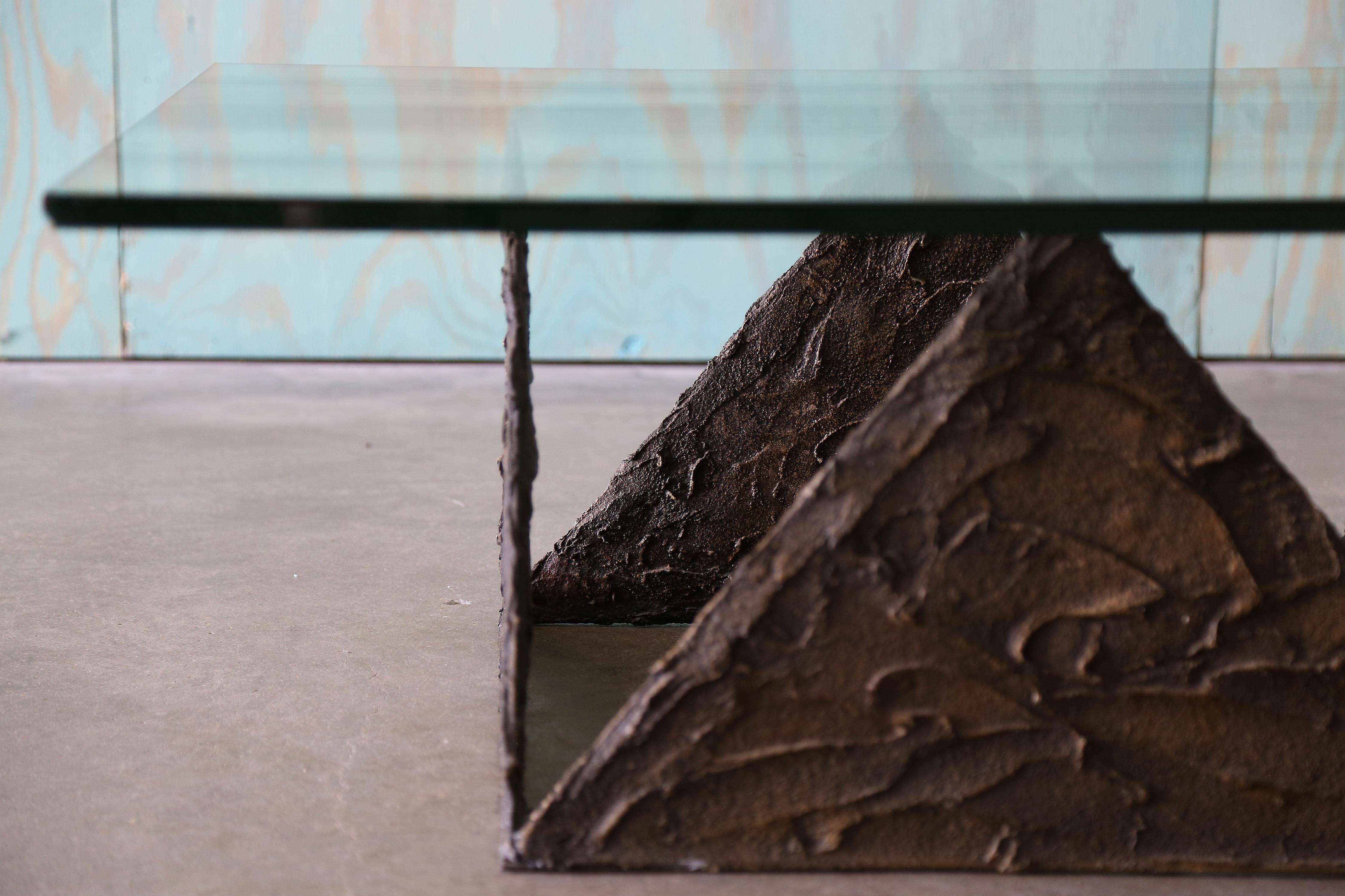 Table basse vintage en verre et résine Goop à la manière de Paul Evans Abîmé - En vente à Virginia Beach, VA