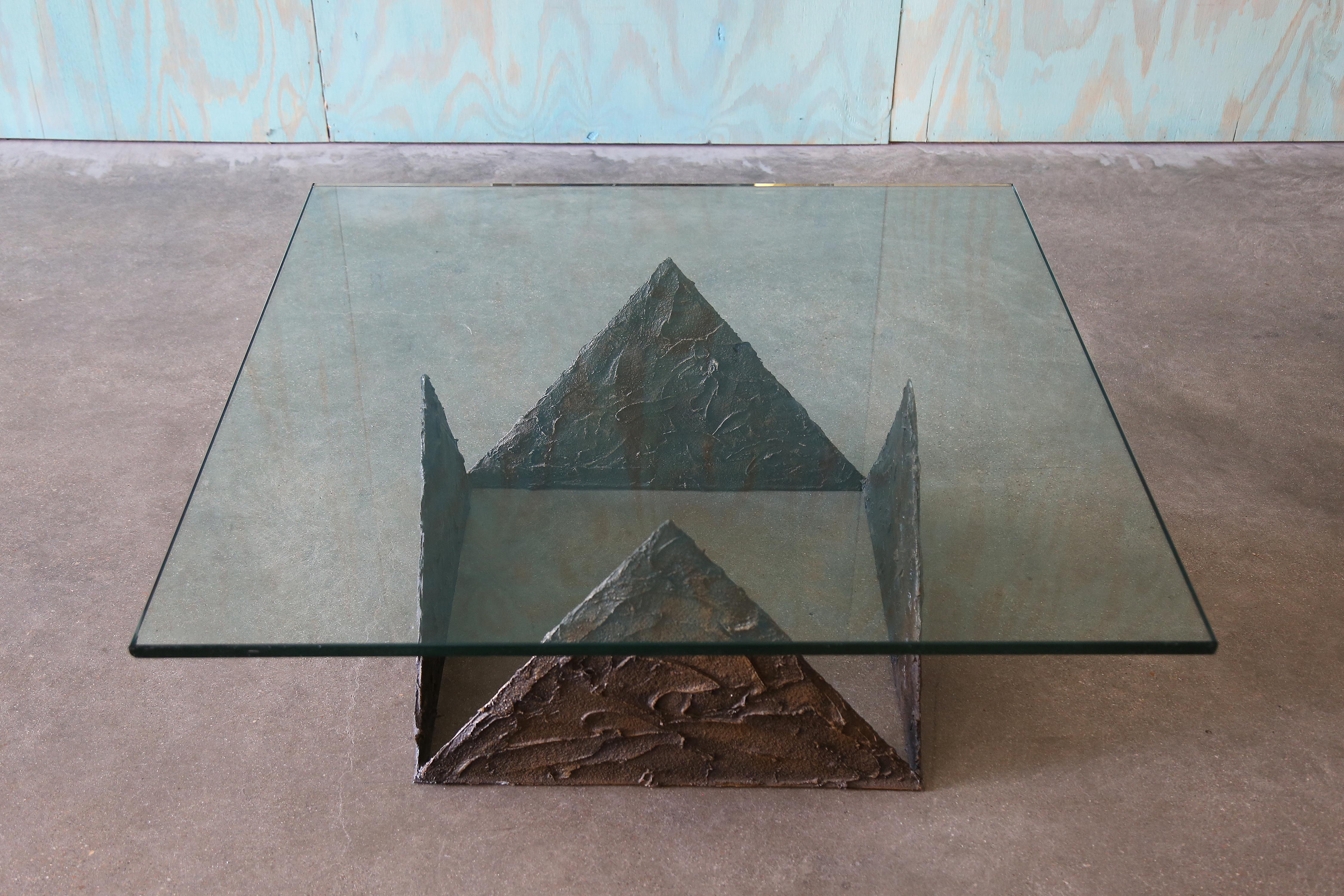 Table basse vintage en verre et résine Goop à la manière de Paul Evans en vente 2
