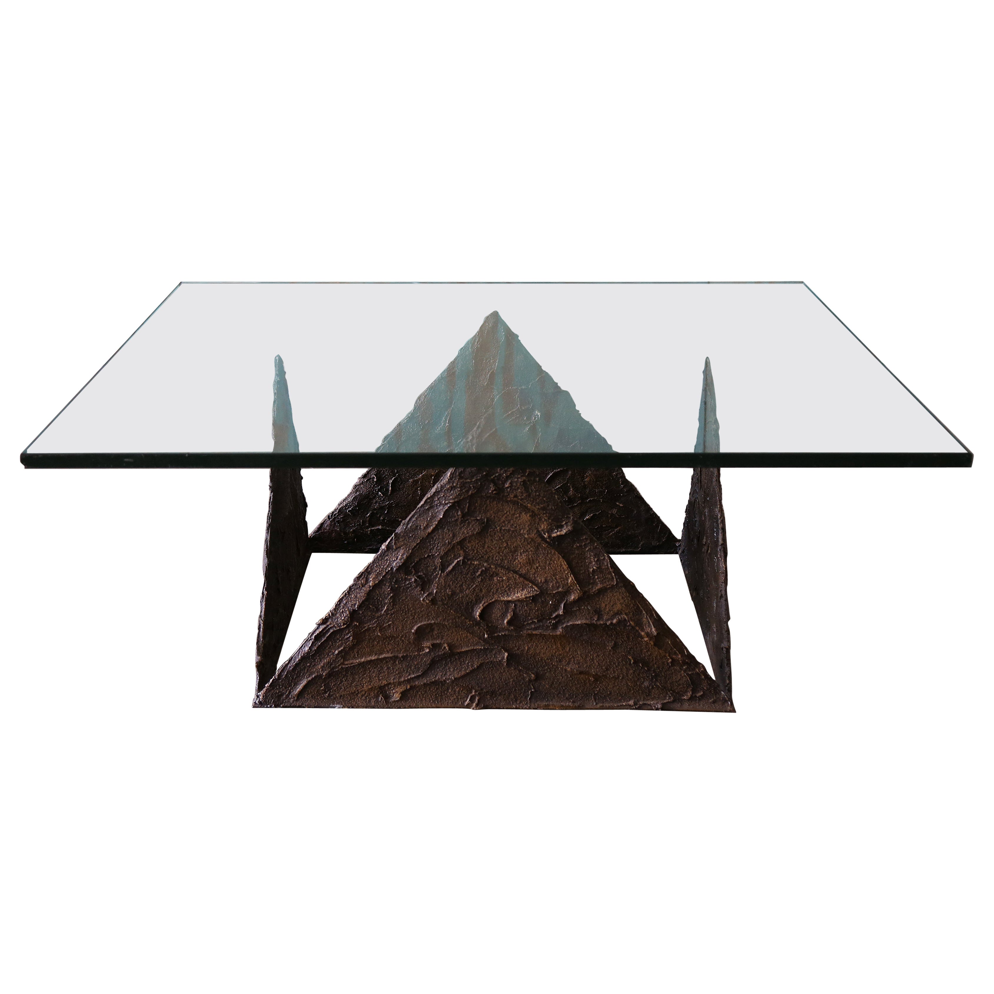 Vintage Glass and Goop Resin Coffee table in the manner of Paul Evans