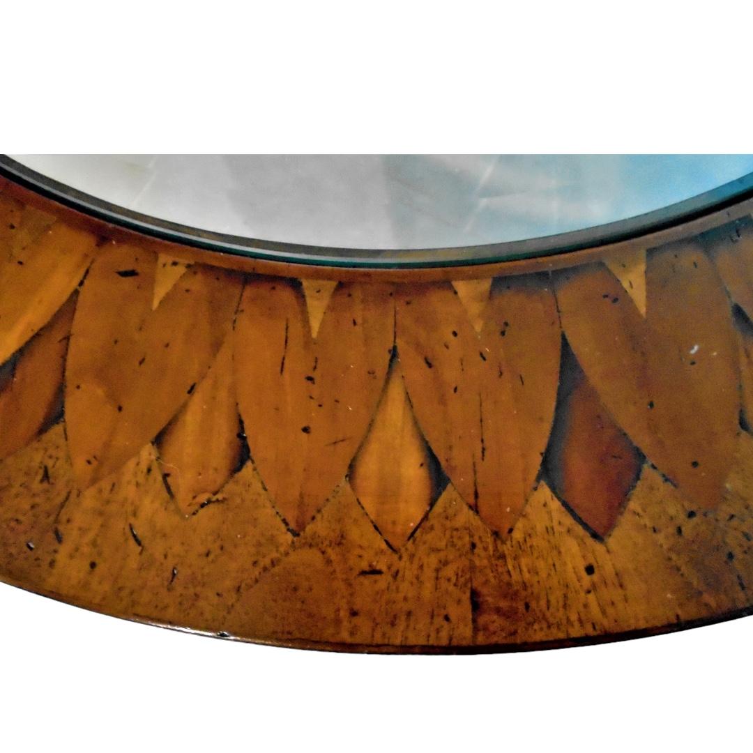 Inlay Vintage Glass and Inlaid Wood Coffee Table For Sale
