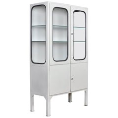 Vintage Glass and Iron Medical Cabinet, 1970s