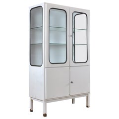 Vintage Glass and Iron Medical Cabinet, 1970s