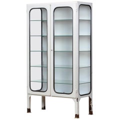 Vintage Glass and Iron Medical Cabinet, 1970s
