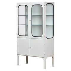 Vintage Glass and Iron Medical Cabinet, 1970s