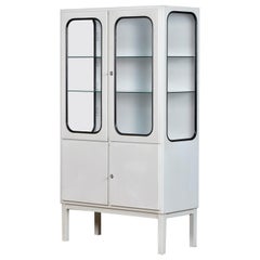 Vintage Glass and Iron Medical Cabinet, 1970s