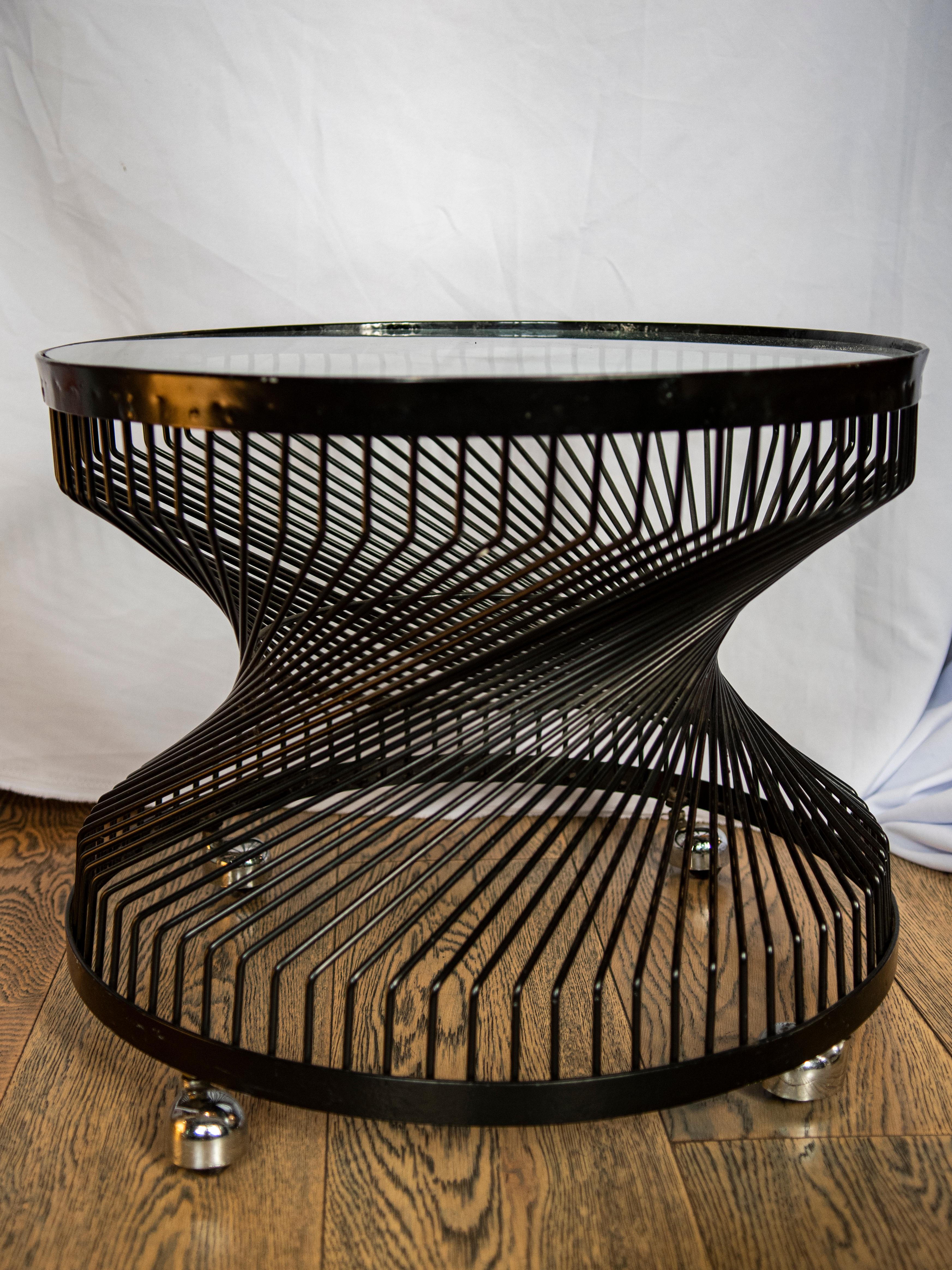 Mid-Century Modern Vintage Glass and Iron Table, 1960s For Sale