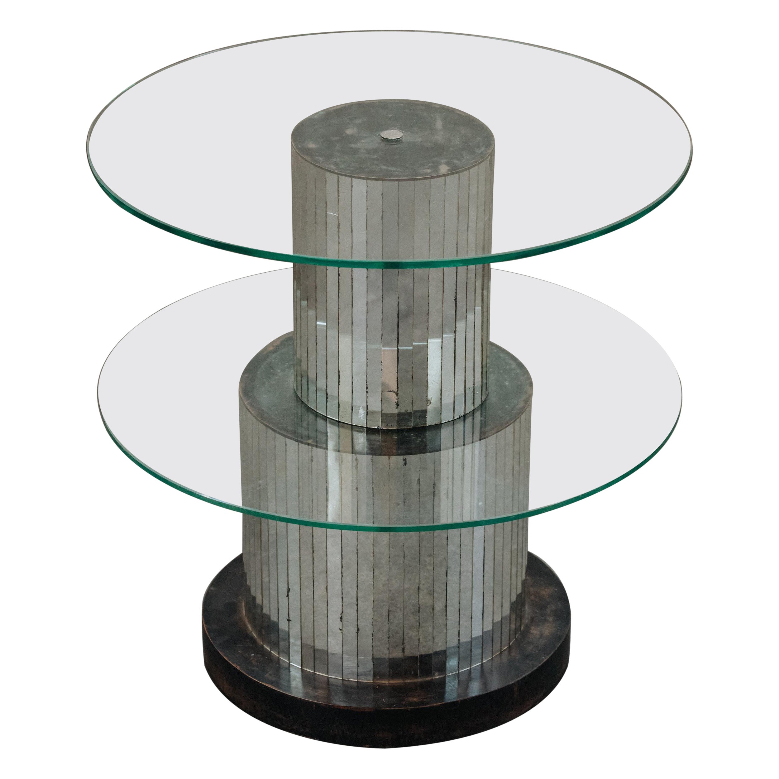 Table d'appoint vintage en verre et miroir d'Italie, Circa 1960