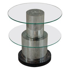 Vintage Glass And Mirror Side Table From Italy, Circa 1960