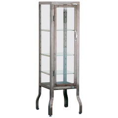 Used Glass and Steel Pharmacy Style Display Cabinet