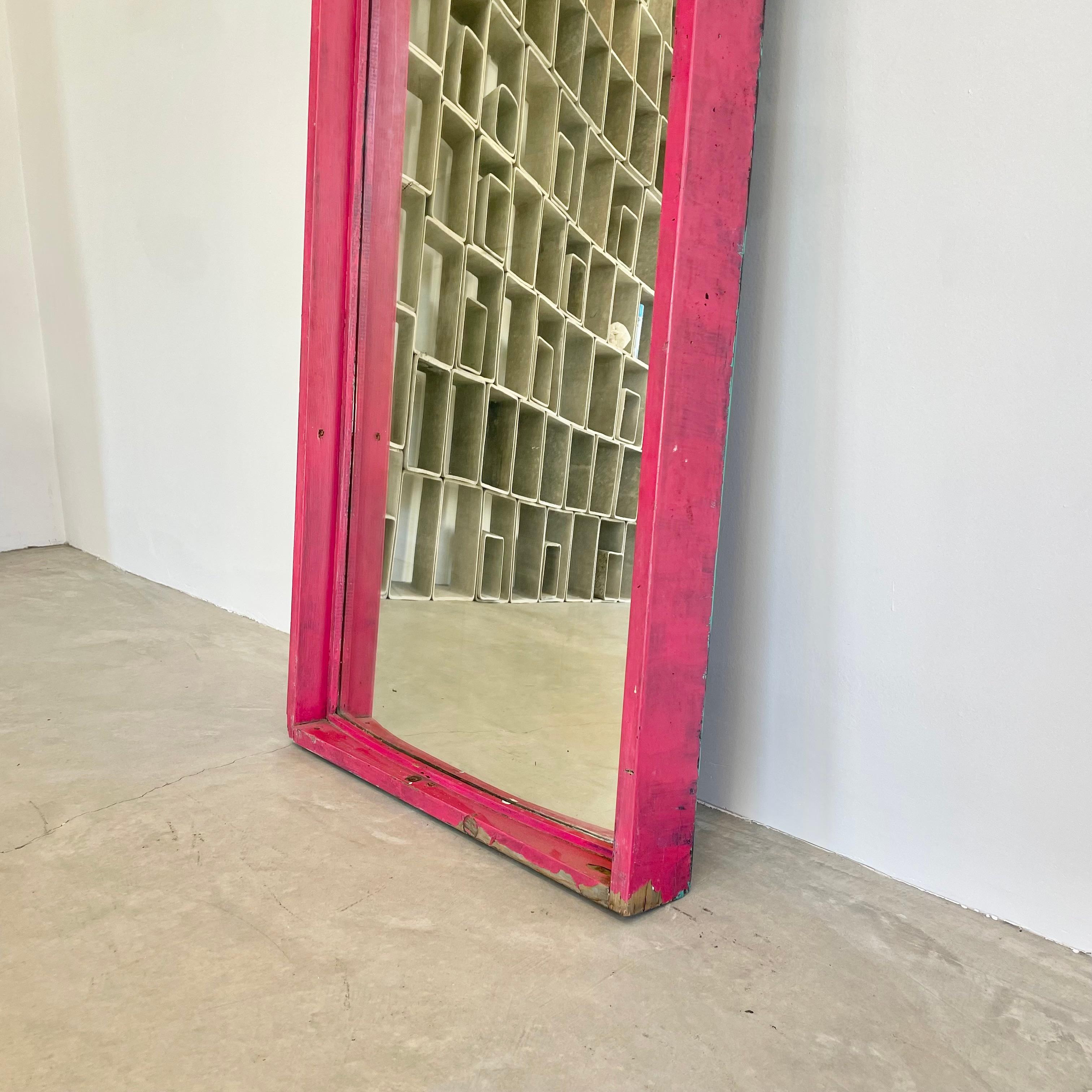 Vintage Glass and Wood Carnival Mirror For Sale 5