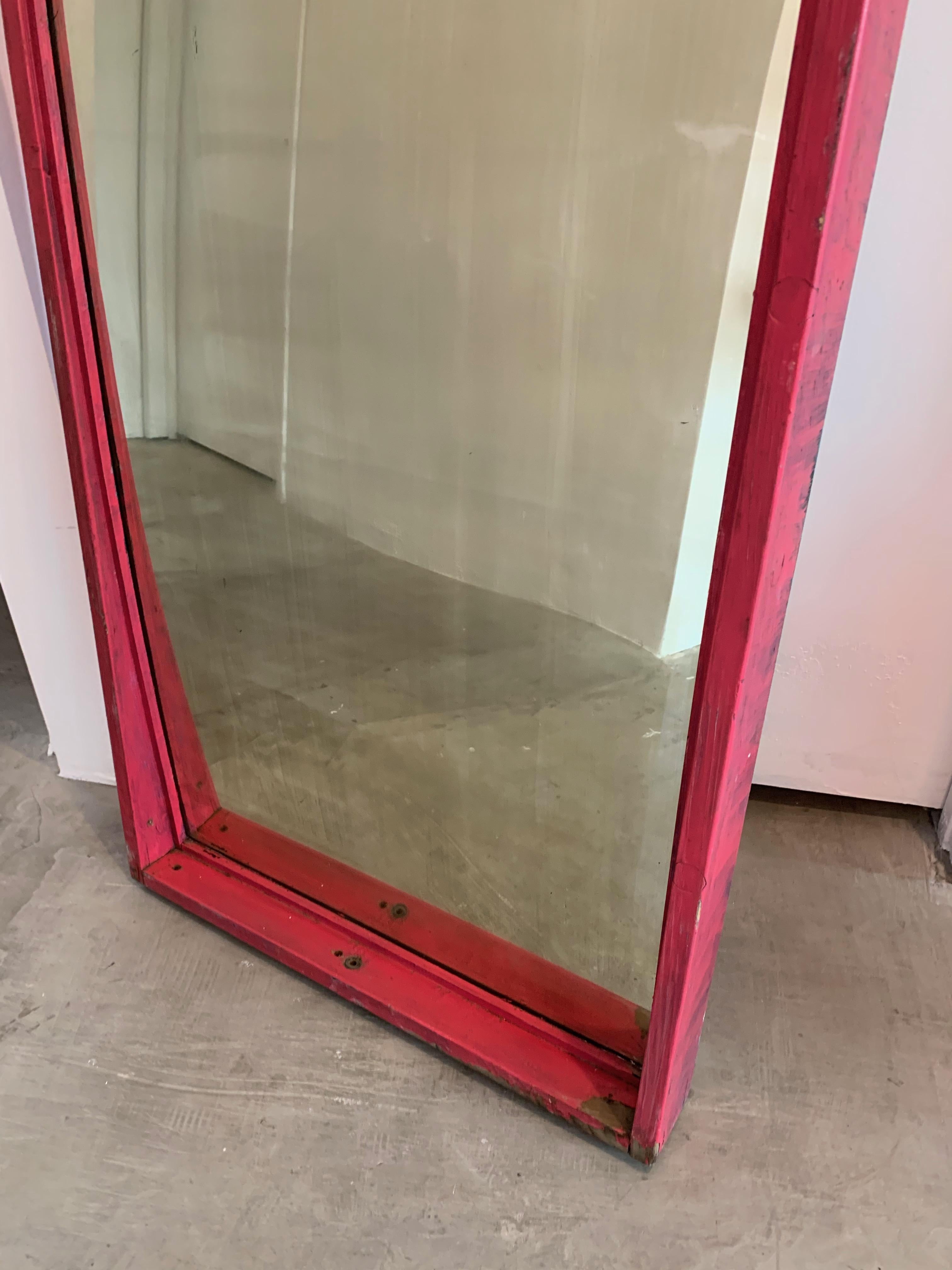 Vintage Glass and Wood Carnival Mirror For Sale 6