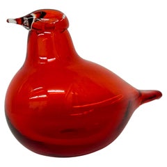 Vintage glass art red bird by Oiva Toikka for iittala, 1980s