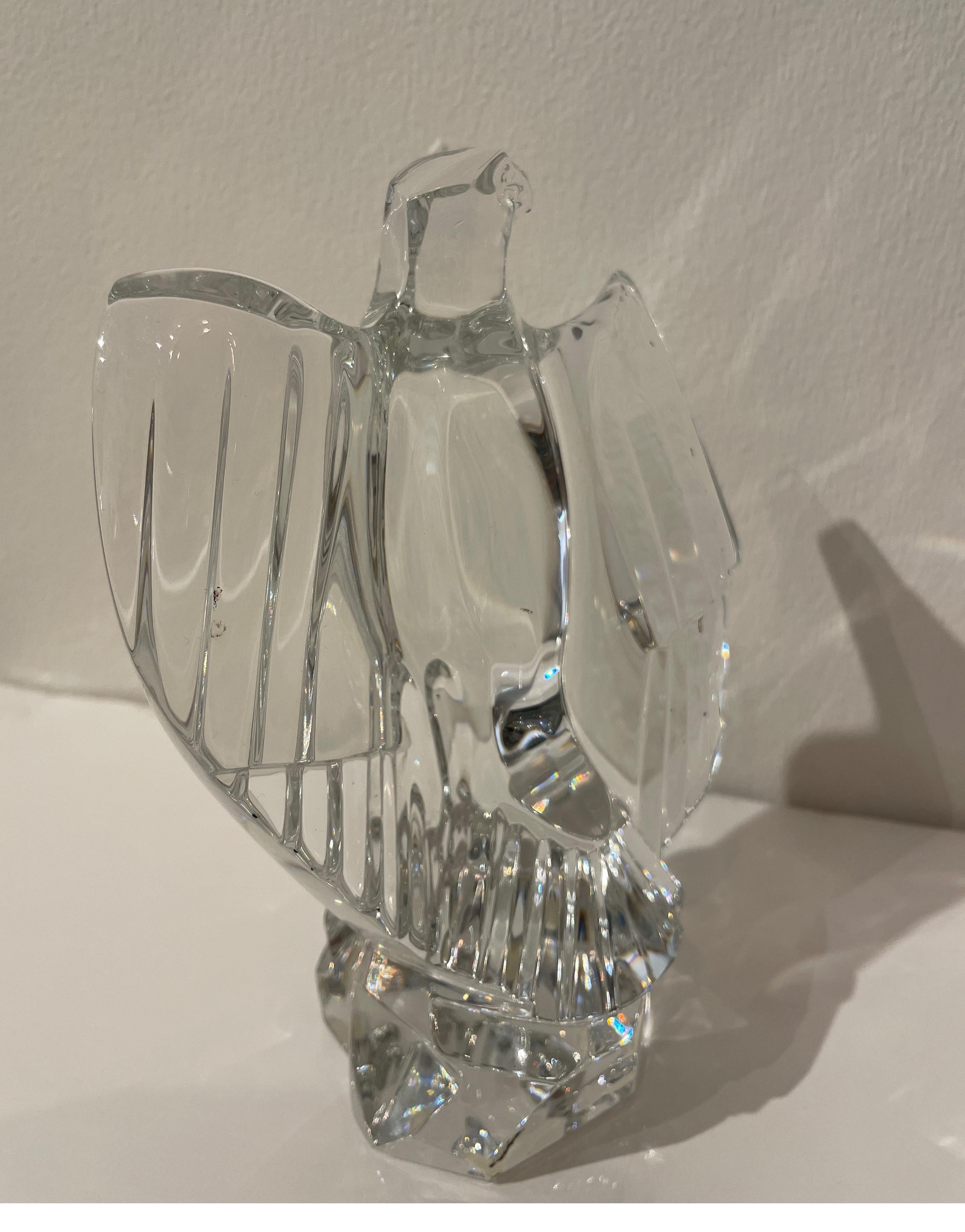 Vintage Glass Baccarat Eagle Sculpture In Good Condition For Sale In West Palm Beach, FL