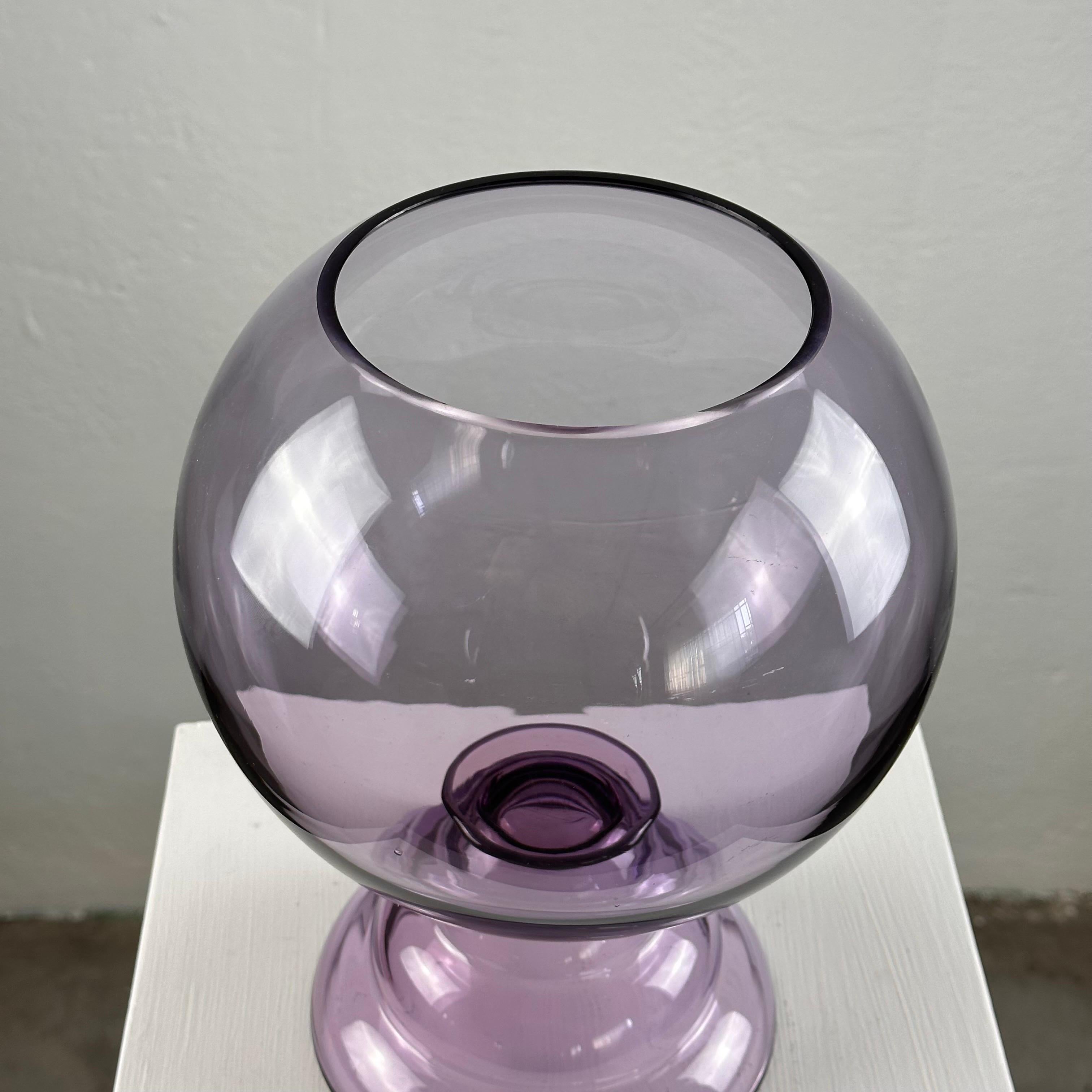 French Vintage Glass Ball Vase by Daum Nancy, Signed, 1970s For Sale