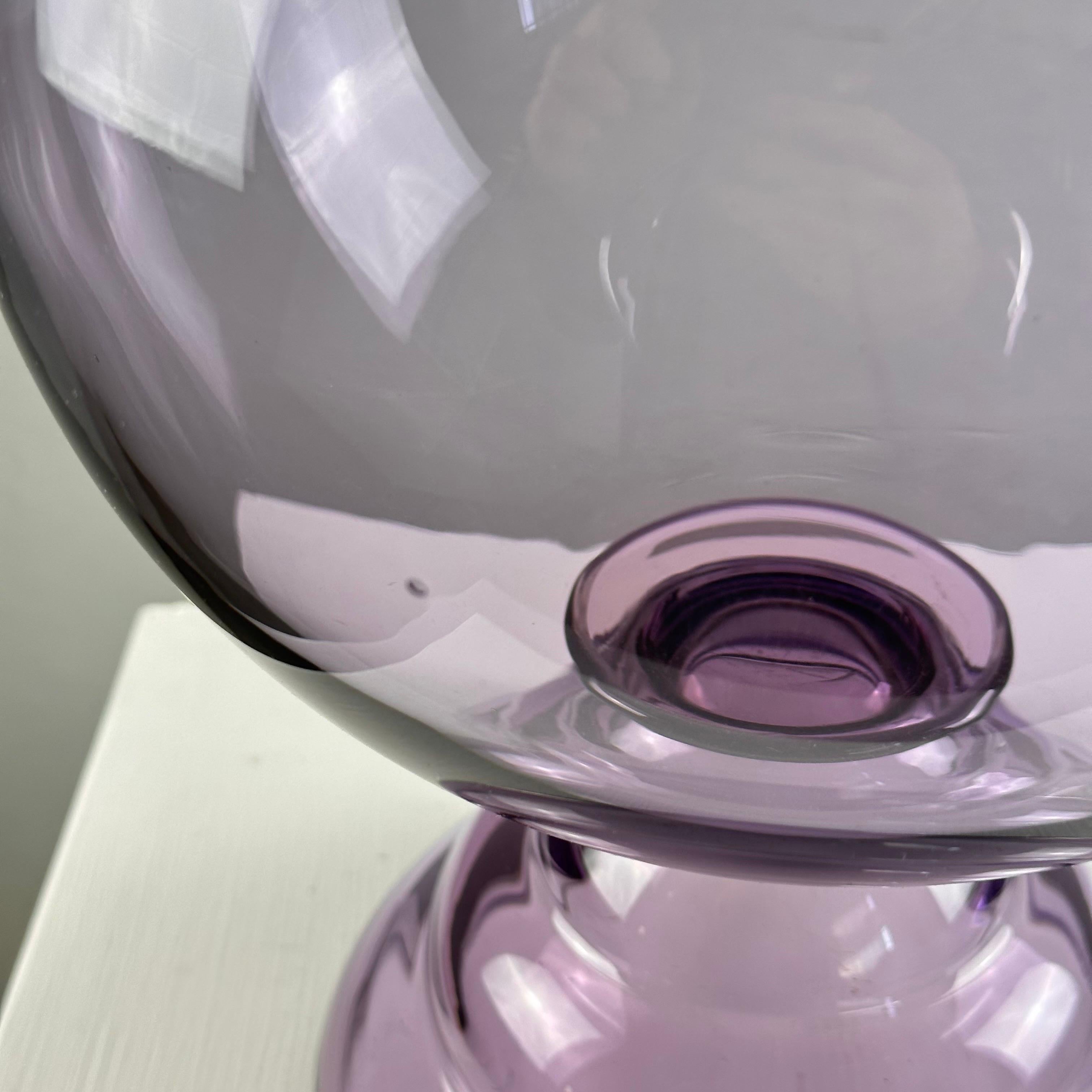 Vintage Glass Ball Vase by Daum Nancy, Signed, 1970s In Good Condition For Sale In Brescia , Brescia