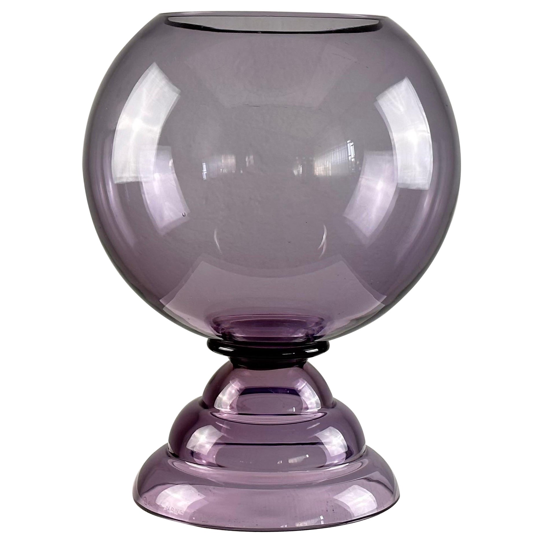 Vase boule en verre vintage par Daum Nancy, signé, années 1970