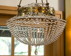 Vintage Glass Beaded Basket Chandelier