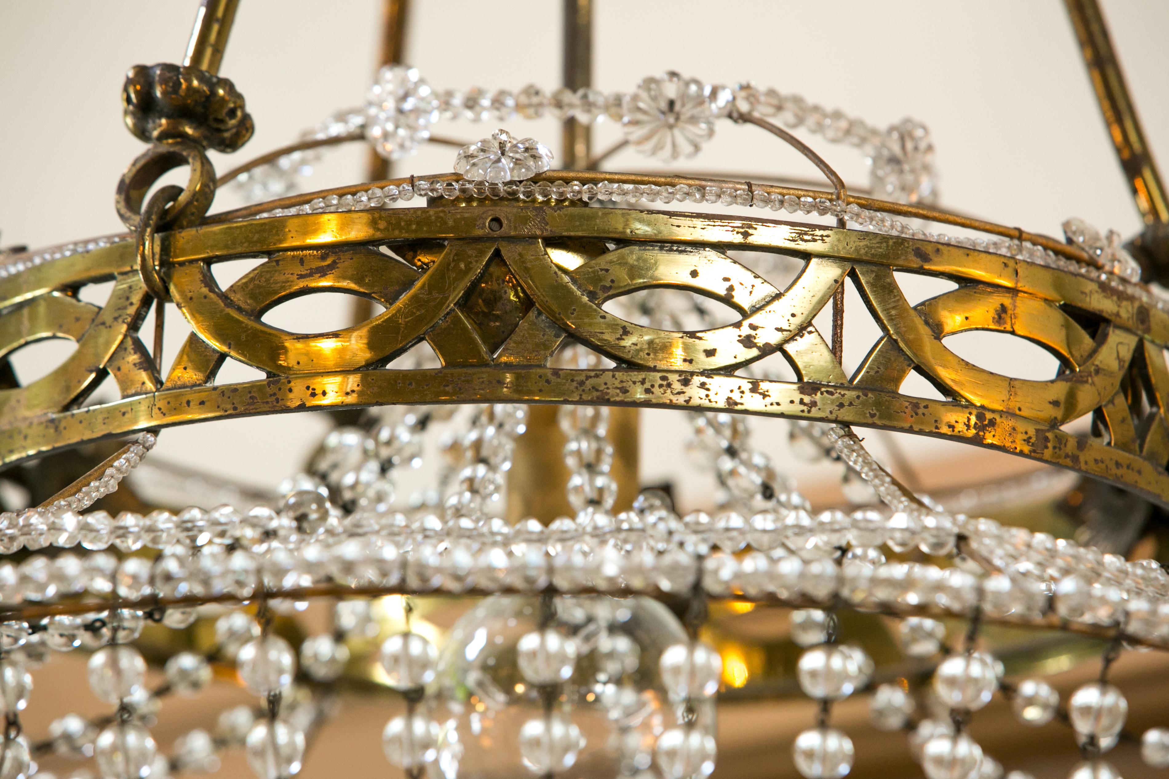 Empire Vintage Glass Beaded Basket Chandelier