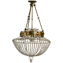 Vintage Glass Beaded Basket Chandelier
