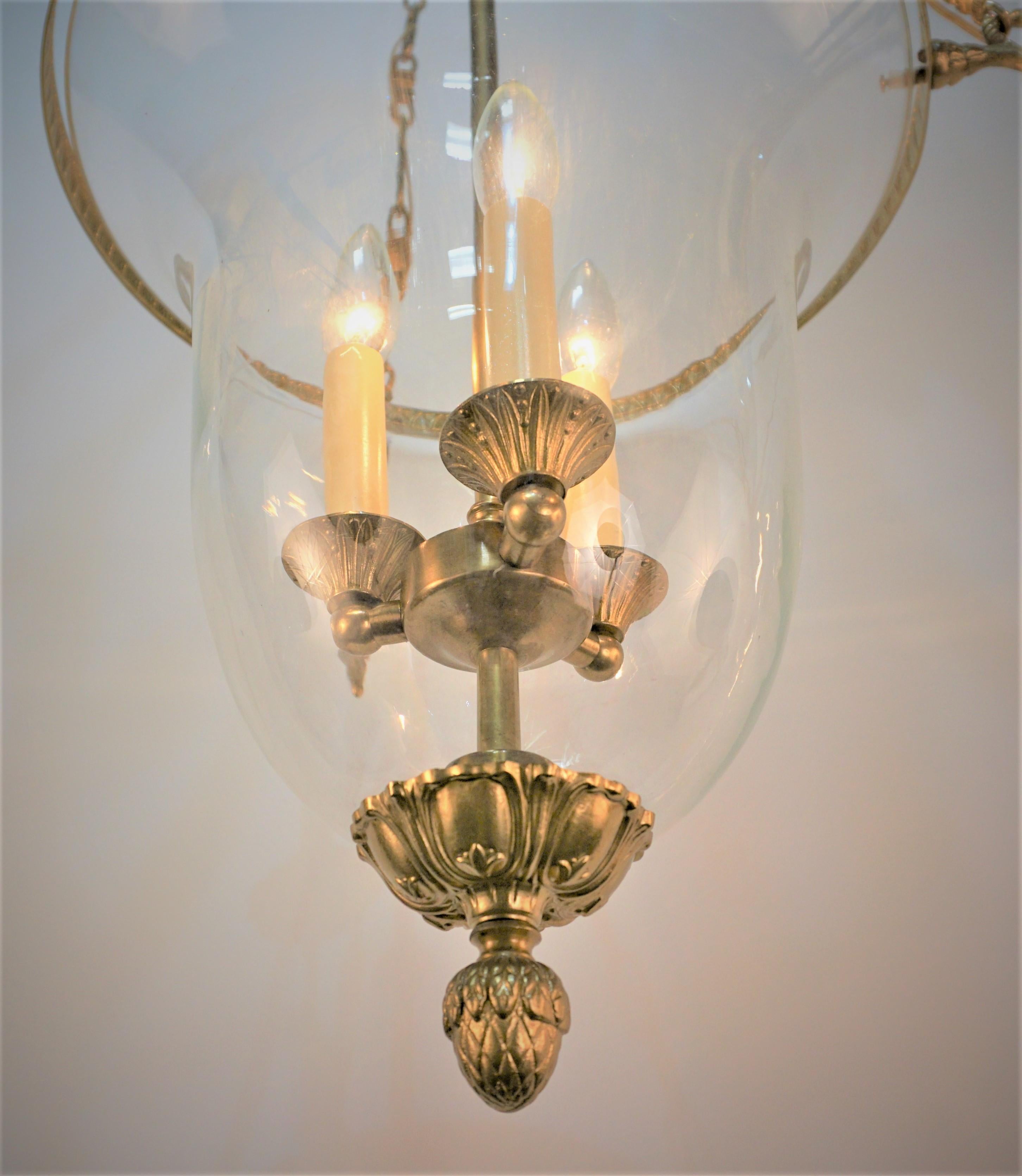  Vintage Glass Bell Jar and Bronze Chandelier  In Good Condition For Sale In Fairfax, VA